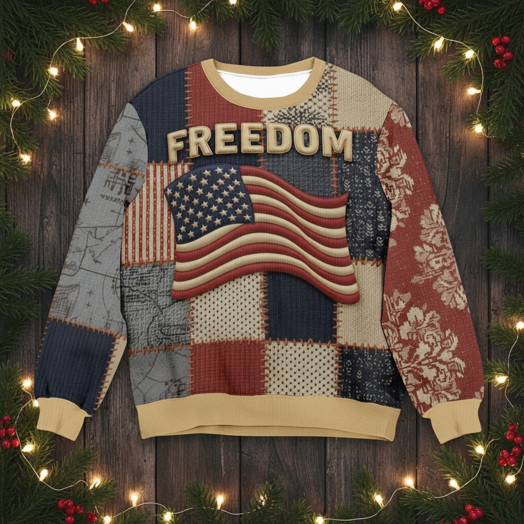 Freedom USA Flag Ugly Sweater - Christmas Gifts For Patriots