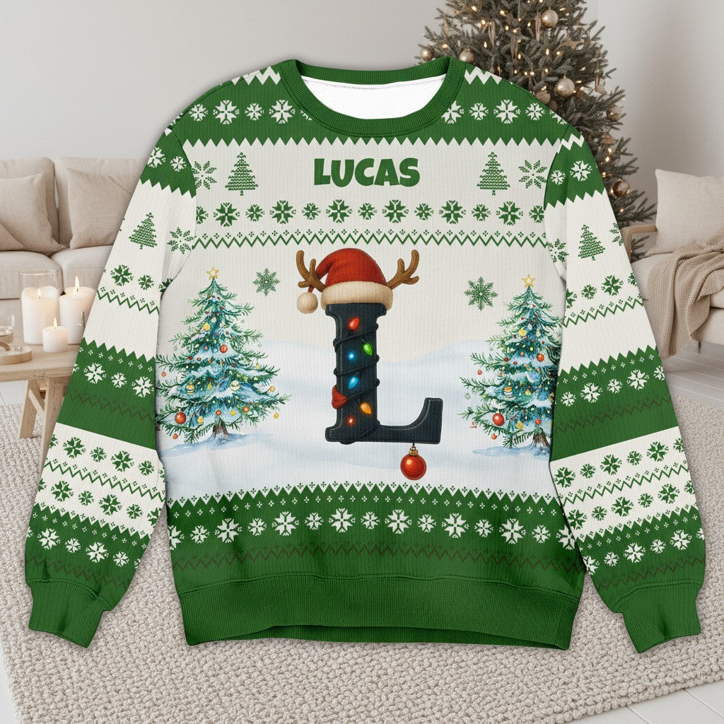 Custom Name Christmas Sweater – Matching Holiday Outfit for Kids & Adults