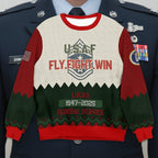 USAF Fly Fight Win Ugly Christmas Sweater – Personalized Air Force Veteran Federal Service Gift