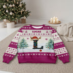 Personalized Christmas Sweatshirt with Name and Initial for Family