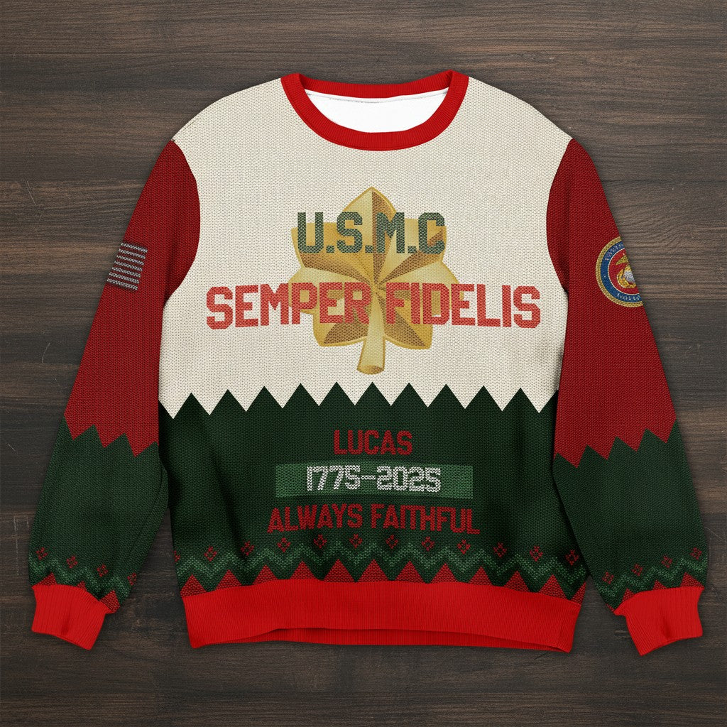Marine Corps Veteran Christmas Sweater – Semper Fidelis Style