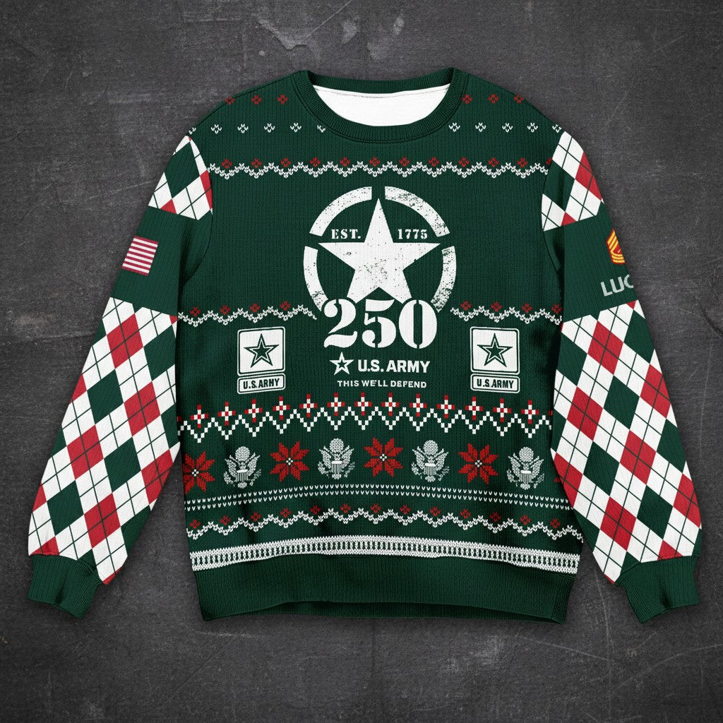 Patriotic U.S. Army Christmas Ugly Sweater - Veteran Appreciation Holiday Outfit
