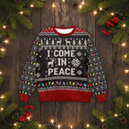 I Come In Peace Christmas Sweater – Reindeer & Lights