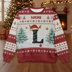 Personalized Christmas Sweatshirt with Name and Initial for Family