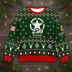 U.S. Army 250th Anniversary Ugly Christmas Sweater - Patriotic Military Veteran Holiday Gift