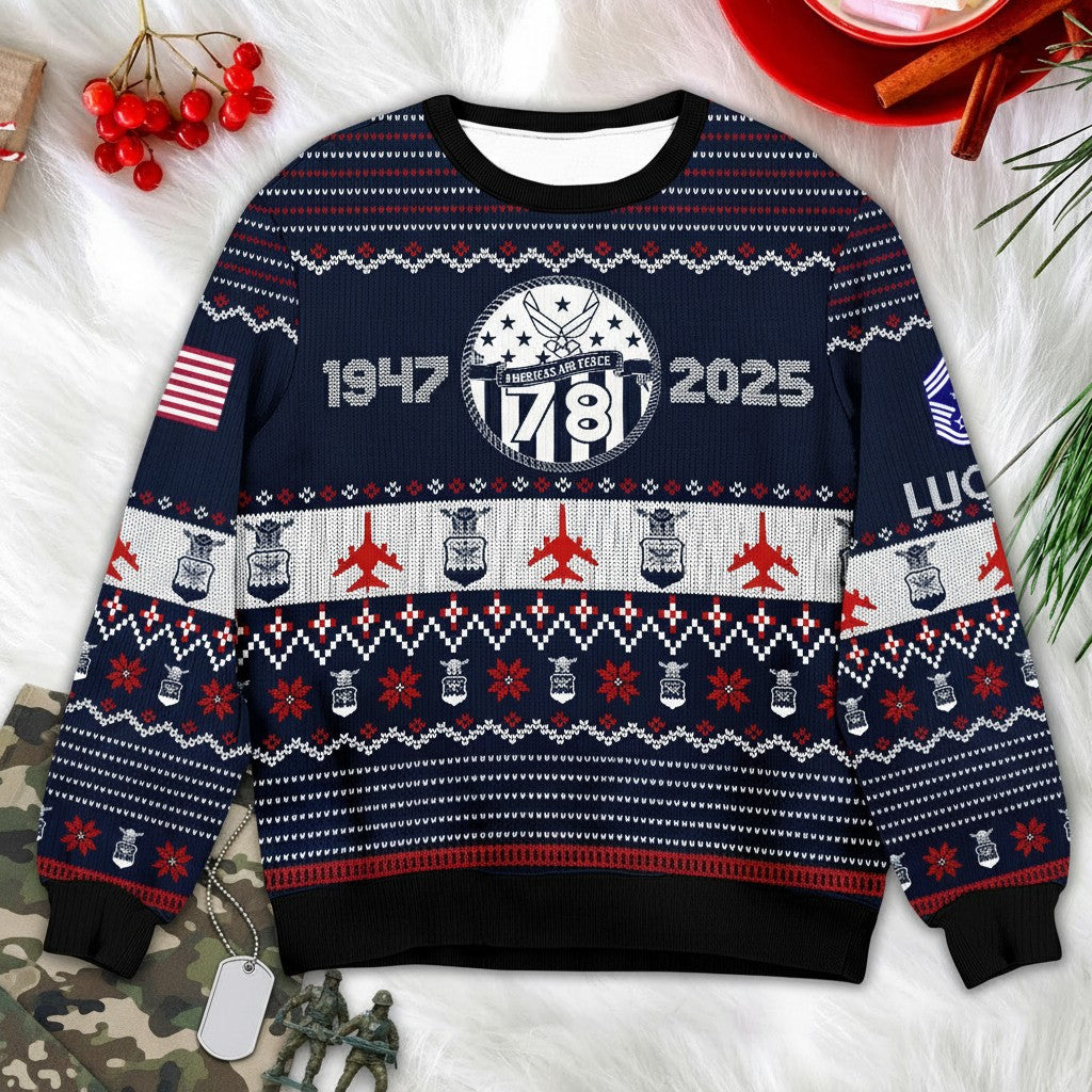 U.S. Air Force Ugly Christmas Sweater – Fly Fight Win Veteran Gift
