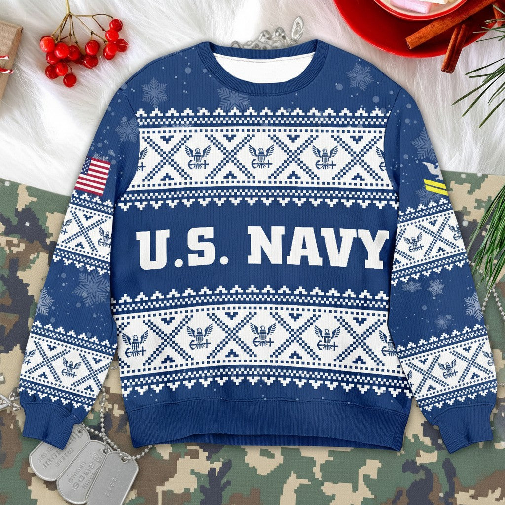 Custom Navy Corpsman Christmas Sweater – Veteran Holiday Apparel
