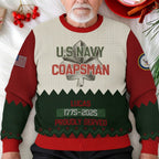 US Navy Corpsman Ugly Christmas Sweater – Personalized Military Veteran Proudly Served Gift