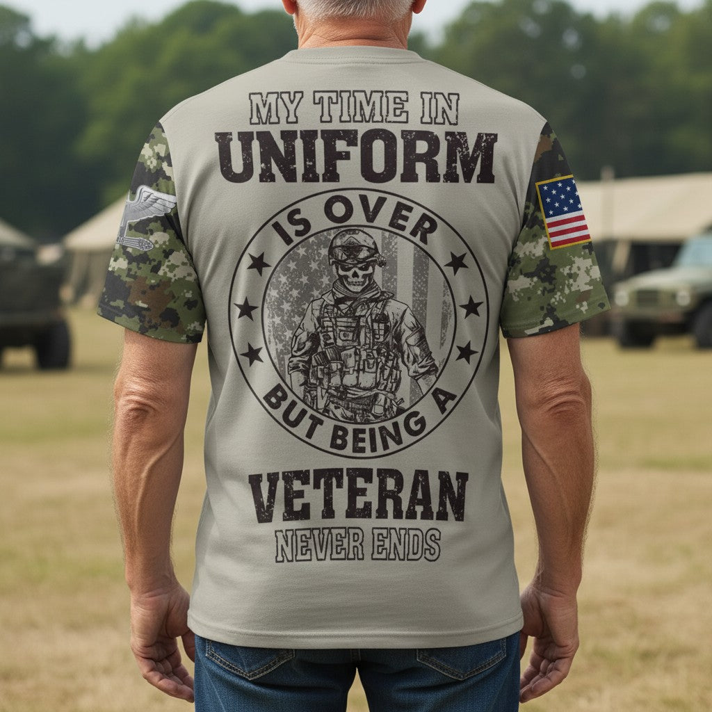 Custom U.S. Marine Veteran Shirt, Personalized Name & Rank Military Tee, American Flag Camo Soldier Shirt, Veteran Gift for Him