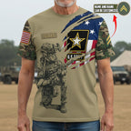 Custom U.S. Army T-Shirt with Name and Rank – Military Tactical Design, American Flag & Soldier Graphic