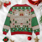 Where's my HO at? - Festive Reindeer Pattern Christmas Ugly Sweater