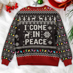 I Come In Peace Christmas Sweater – Reindeer & Lights
