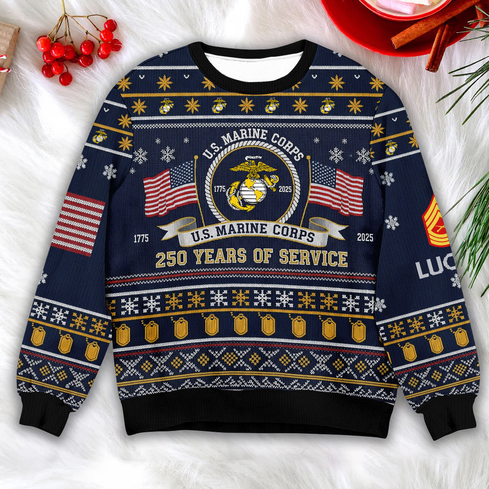 United States Marine Corps Eagle Globe Anchor Ugly Sweater - Patriotic Christmas Gift for Marines
