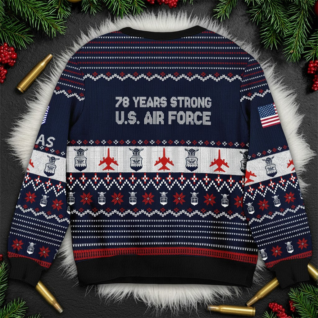 U.S. Air Force Ugly Christmas Sweater – Fly Fight Win Veteran Gift