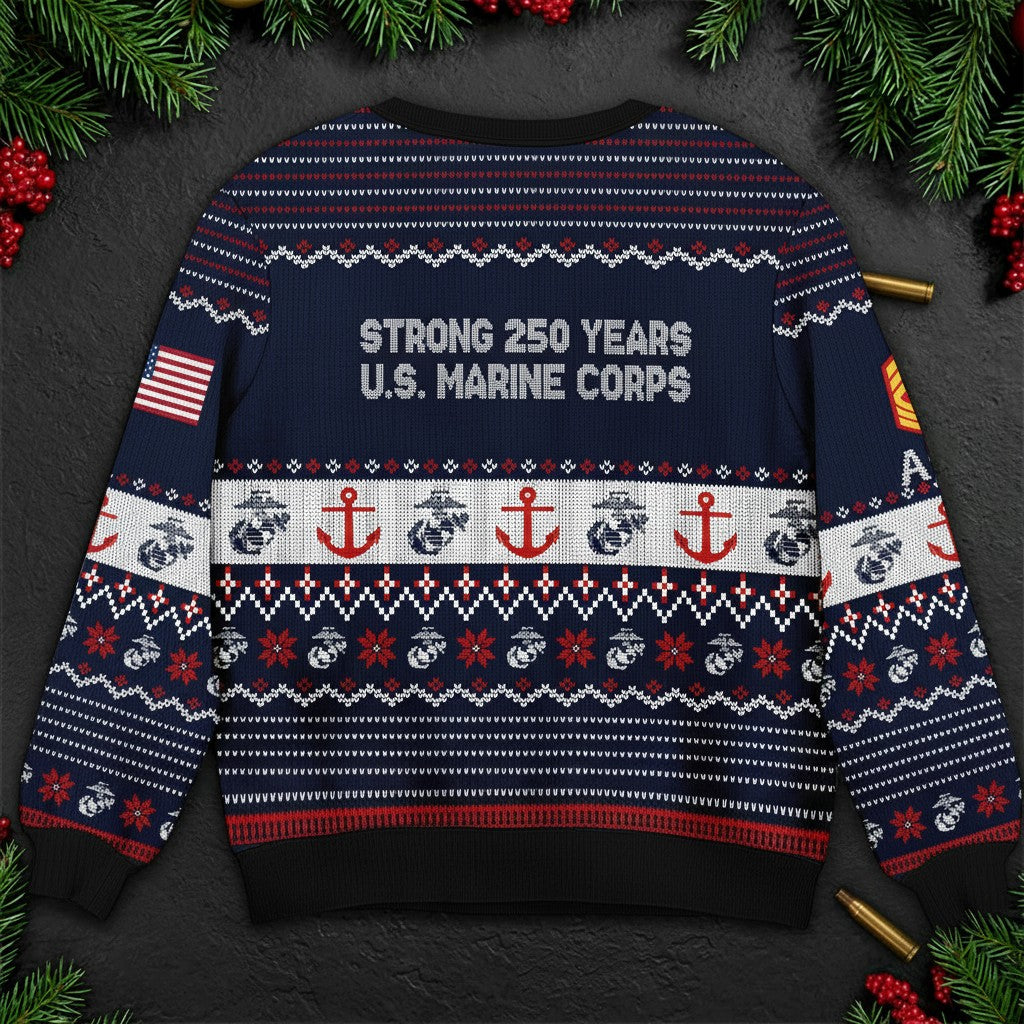 USMC 250th Anniversary Ugly Christmas Sweater – Marine Veteran Gift