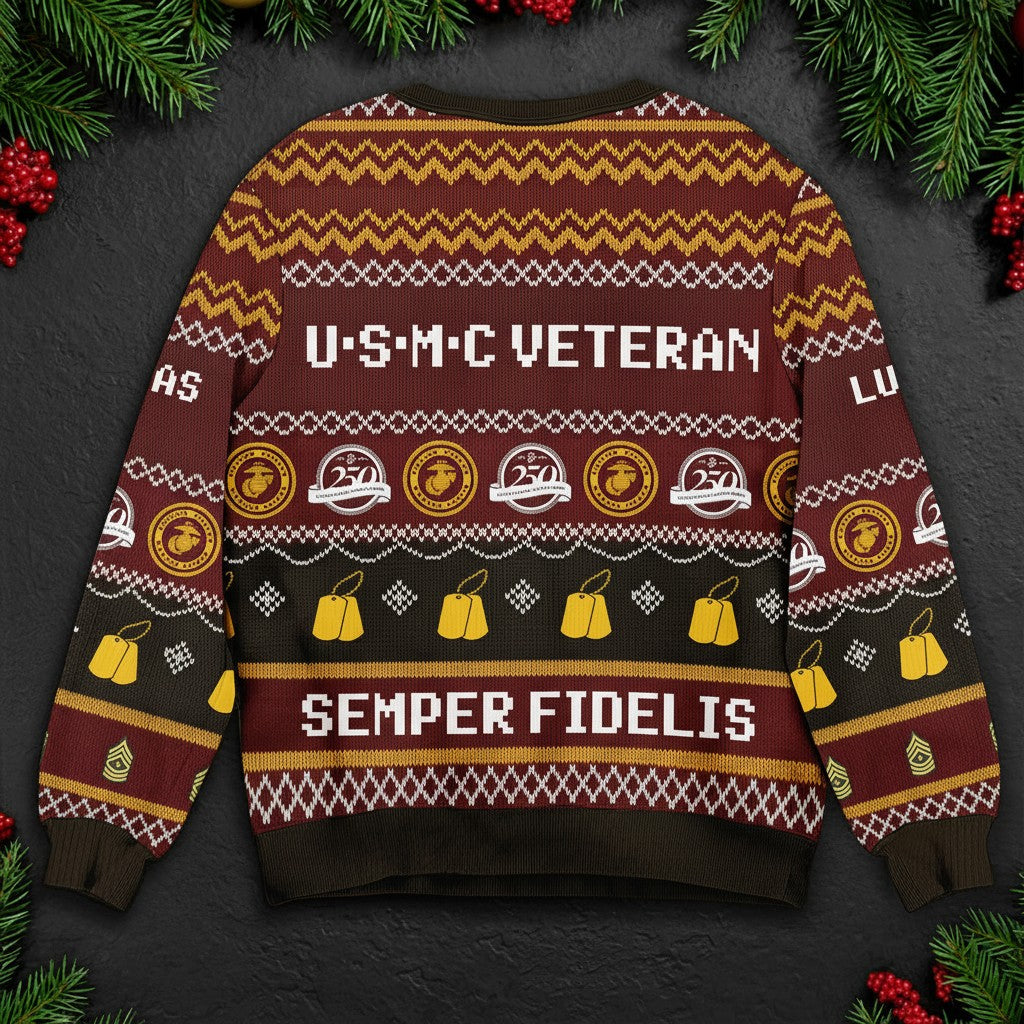 USMC Veteran Ugly Christmas Sweater – Perfect for Marines