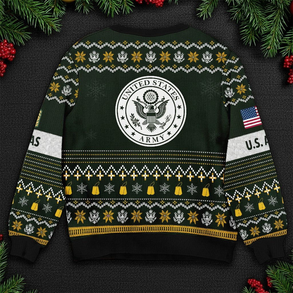 U.S. Army Star Logo Ugly Christmas Sweater - Military Pride Holiday Sweatshirt