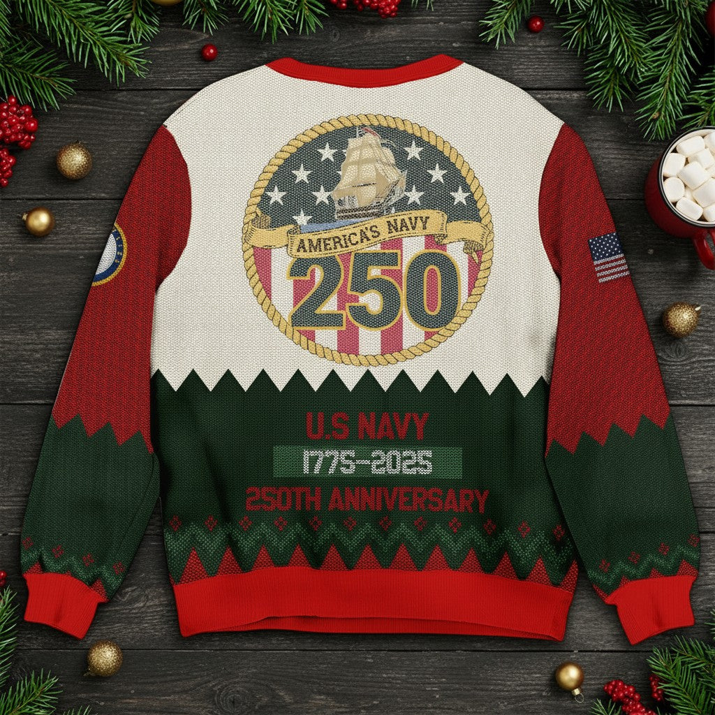 US Navy Corpsman Ugly Christmas Sweater – Personalized Military Veteran Proudly Served Gift