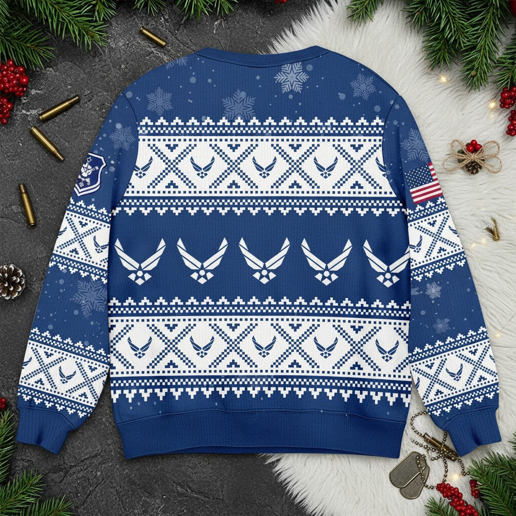 Custom USAF Christmas Sweater – Military Veteran Holiday Sweater