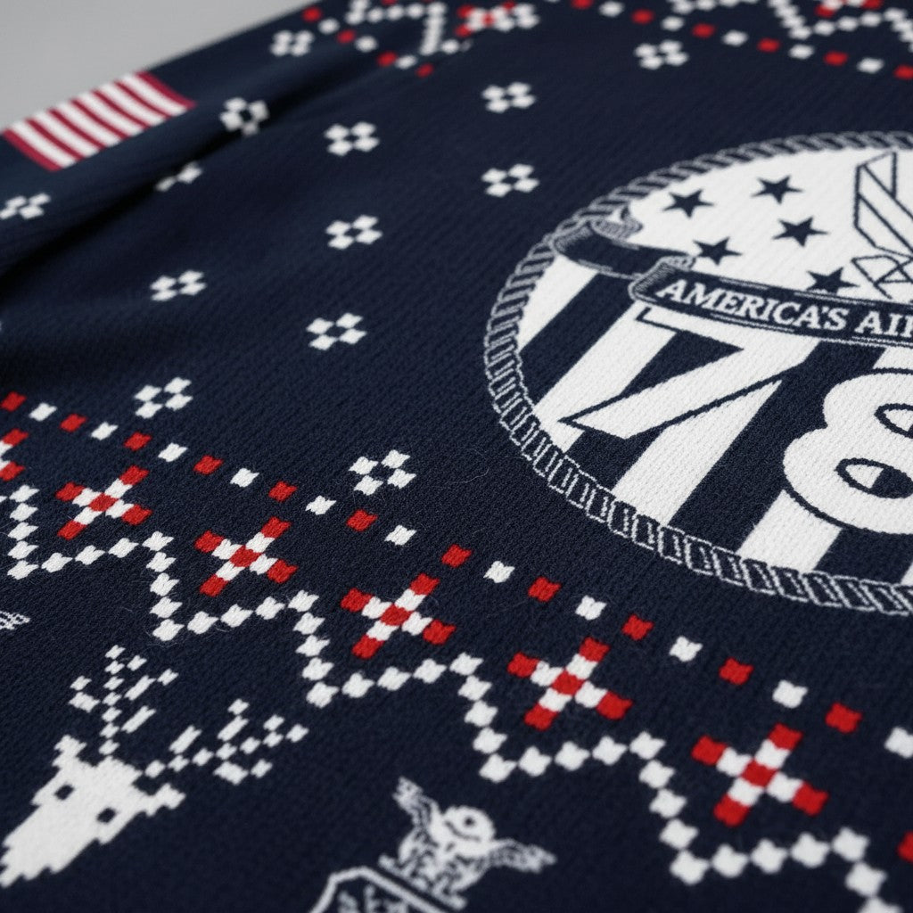 Personalized Air Force Christmas Sweater – USAF Fly Fight Win Ugly Sweater Gift for Veterans