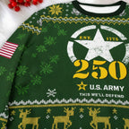 Proud U.S. Army Ugly Christmas Sweater - Military Veteran Holiday Pullover Gift