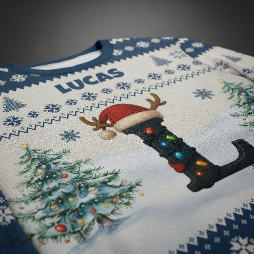 Family Matching Holiday Sweatshirt – Personalized Name & Letter Design