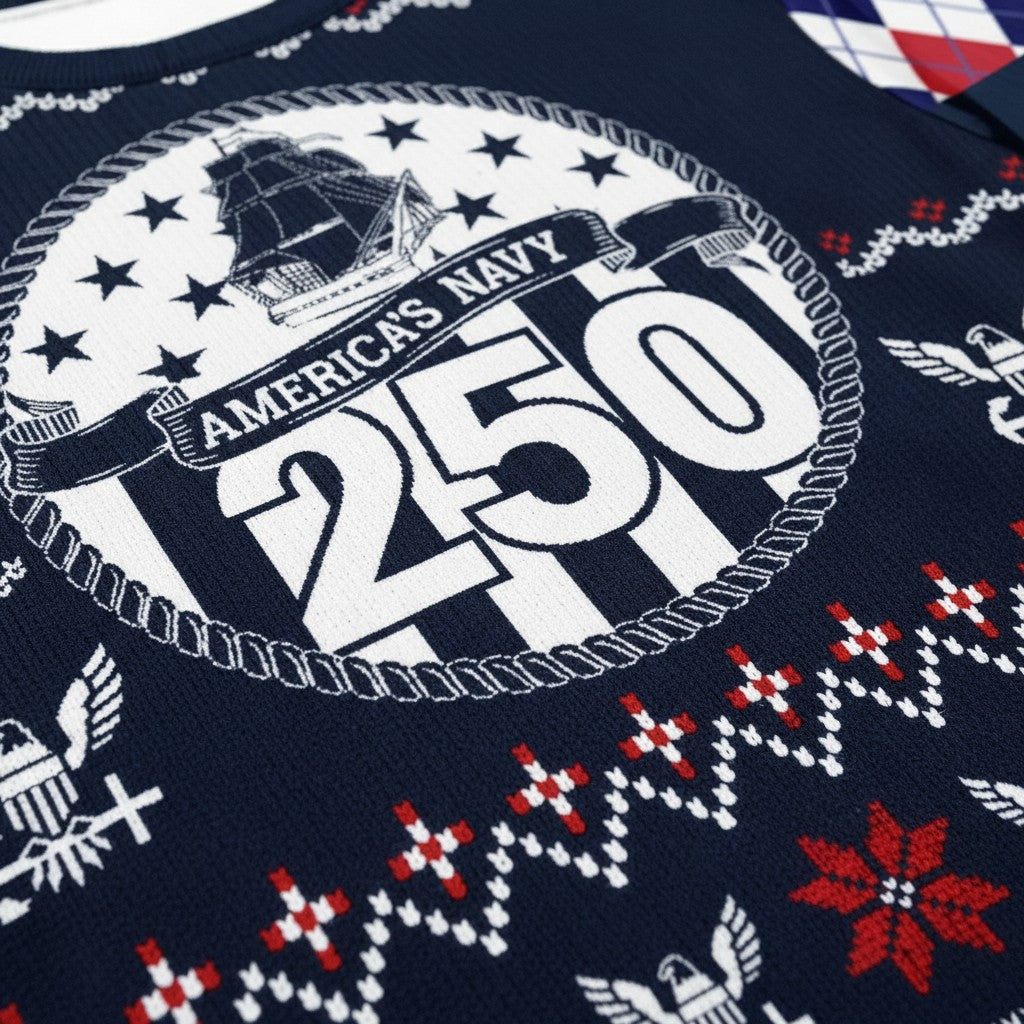 Custom US Navy Ugly Christmas Sweater – Corpsman Military Veteran Holiday Sweater Gift