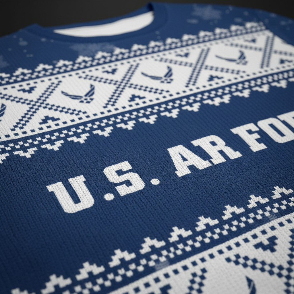 Custom USAF Christmas Sweater – Military Veteran Holiday Sweater
