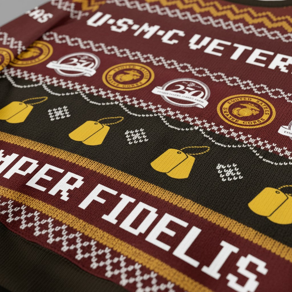 USMC Veteran Ugly Christmas Sweater – Perfect for Marines