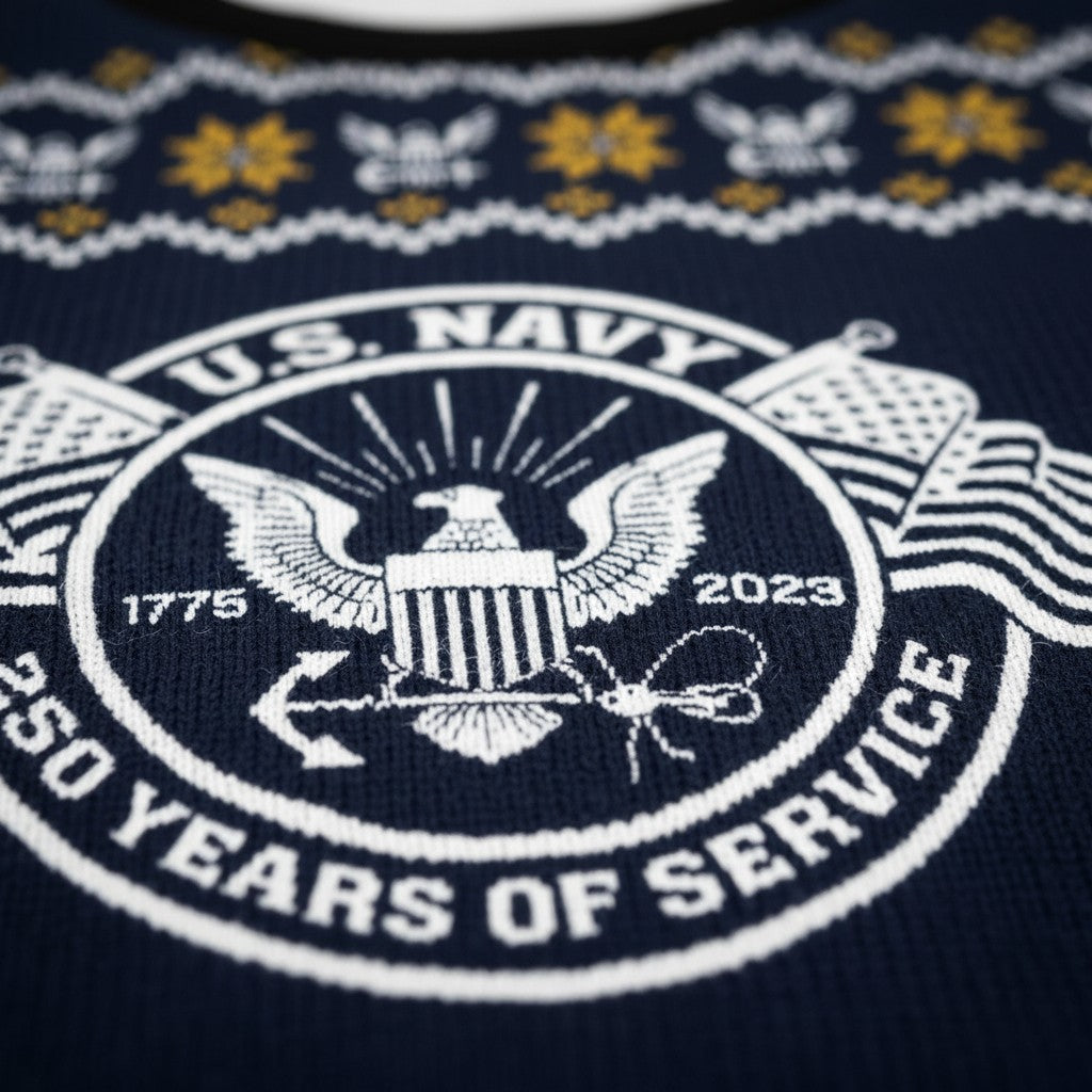 US Navy Veteran Ugly Christmas Sweater – Custom Corpsman Military Service Holiday Gift