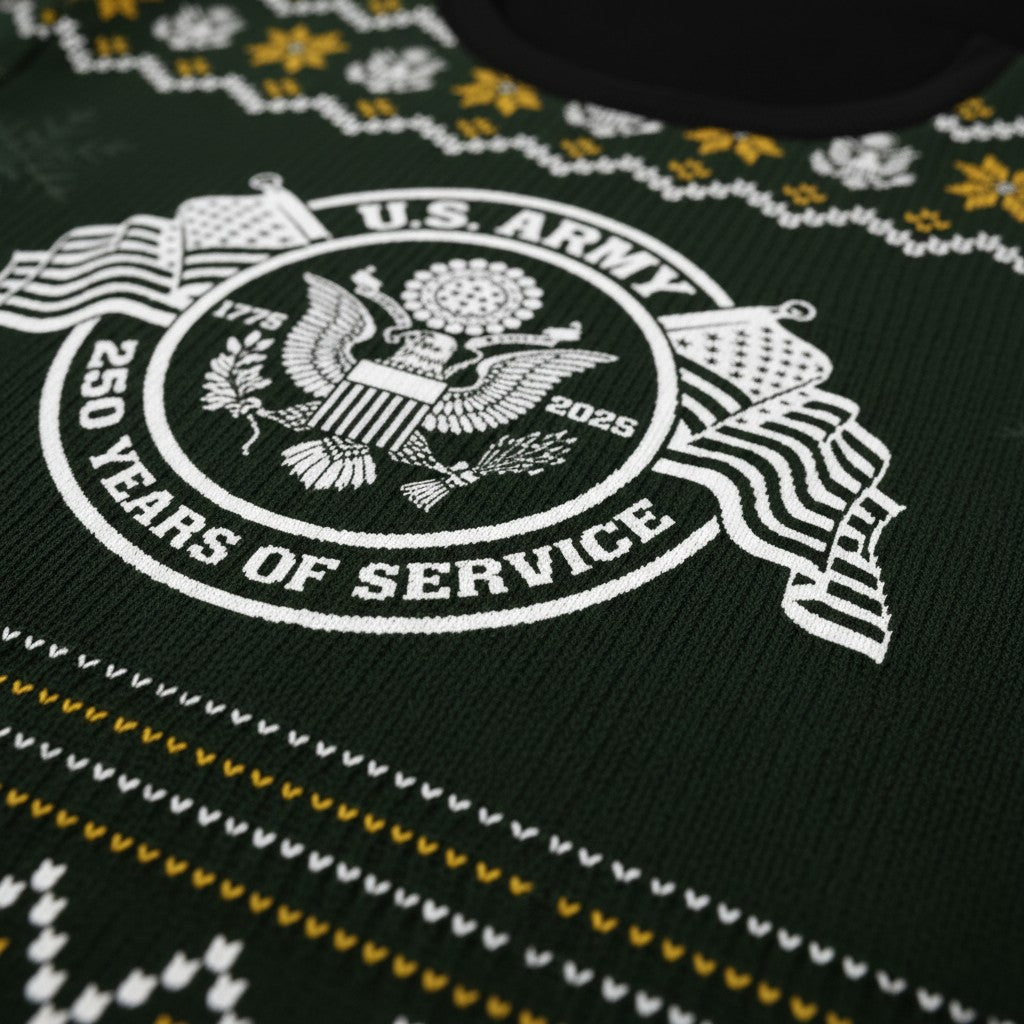 U.S. Army Star Logo Ugly Christmas Sweater - Military Pride Holiday Sweatshirt