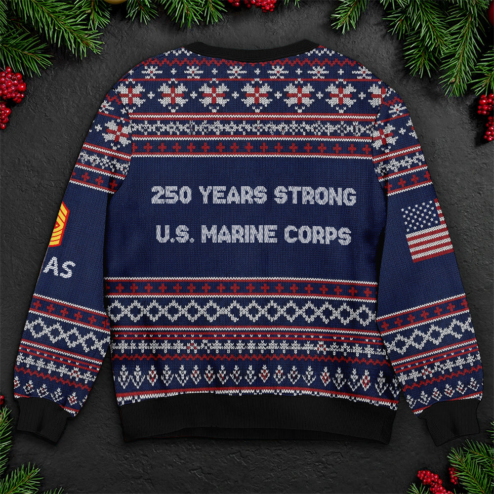 Semper Fi Marine Corps Ugly Christmas Sweater - Military Veteran Xmas Sweater Gift