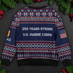 Semper Fi Marine Corps Ugly Christmas Sweater - Military Veteran Xmas Sweater Gift