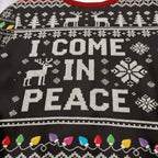 I Come In Peace Christmas Sweater – Reindeer & Lights