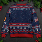 US Marine Corps 250th Anniversary Ugly Christmas Sweater - Patriotic Veteran Holiday Gift