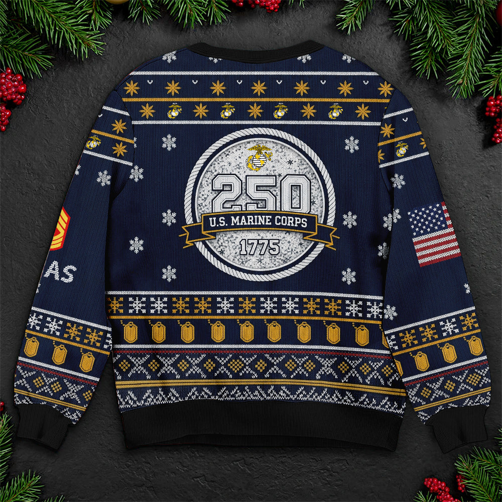United States Marine Corps Eagle Globe Anchor Ugly Sweater - Patriotic Christmas Gift for Marines