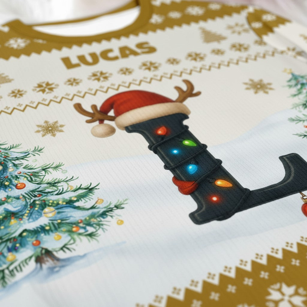 Personalized Christmas Sweatshirt with Name and Initial for Family