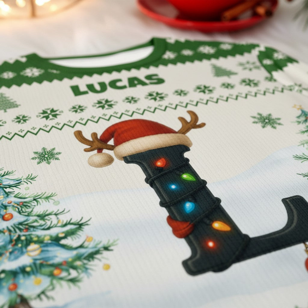 Custom Name Christmas Sweater – Matching Holiday Outfit for Kids & Adults