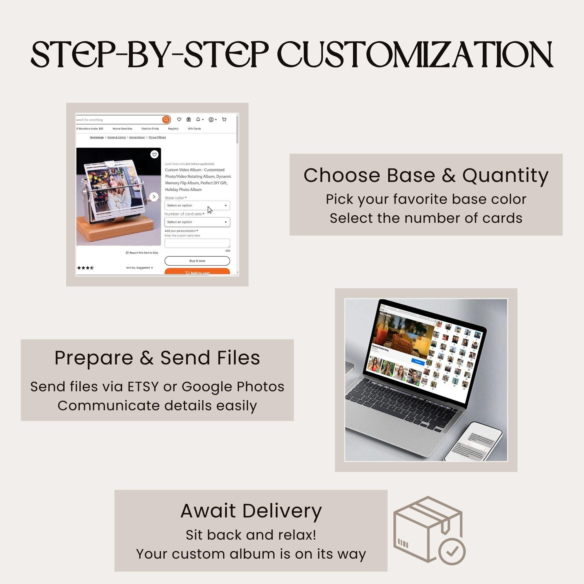 Custom Flip Book Frame Animation Machine - Photo/Video Rotating Albums, Mechanical Photo Album, Wooden Photo Frame, Valentine's Day Gifts