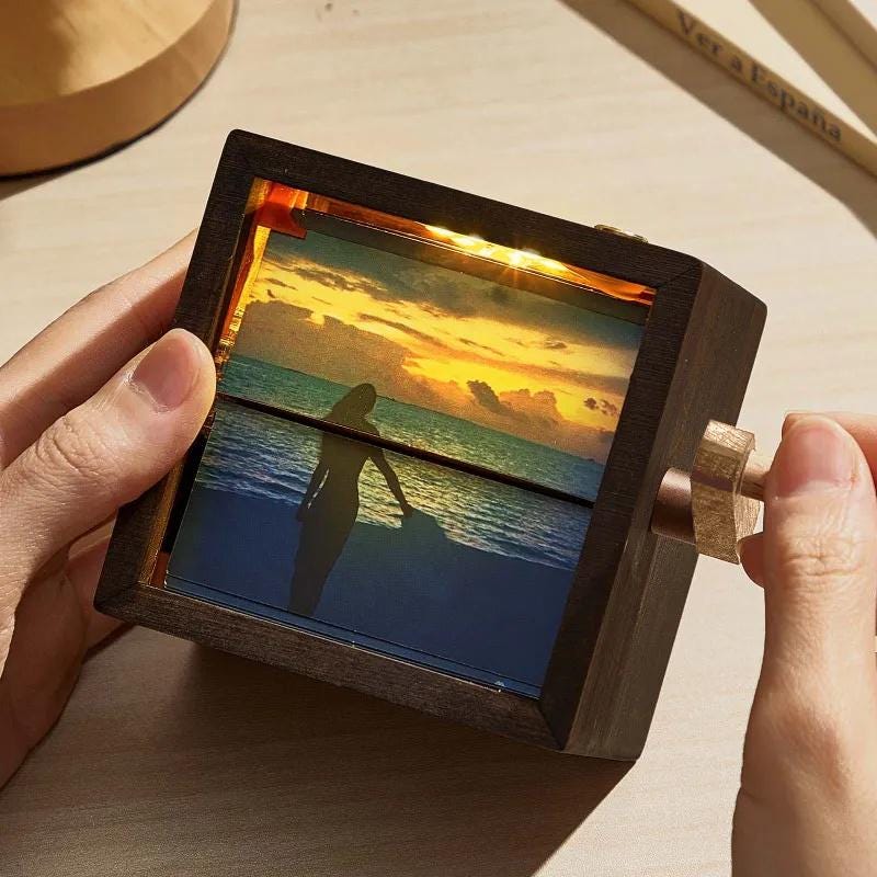 Custom Photo Memory Box Gift Hand-Cranked Animation Box with Light Personalized Flipbook Album Unique Anniversary Birthday Celebration Gift
