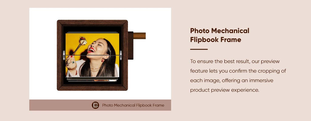 Custom Flip Book Frame – Mechanical Hand Motion Photo Album, Black Walnut Memory Box, Personalized Gift for Home Decor, Birthday, Valentine