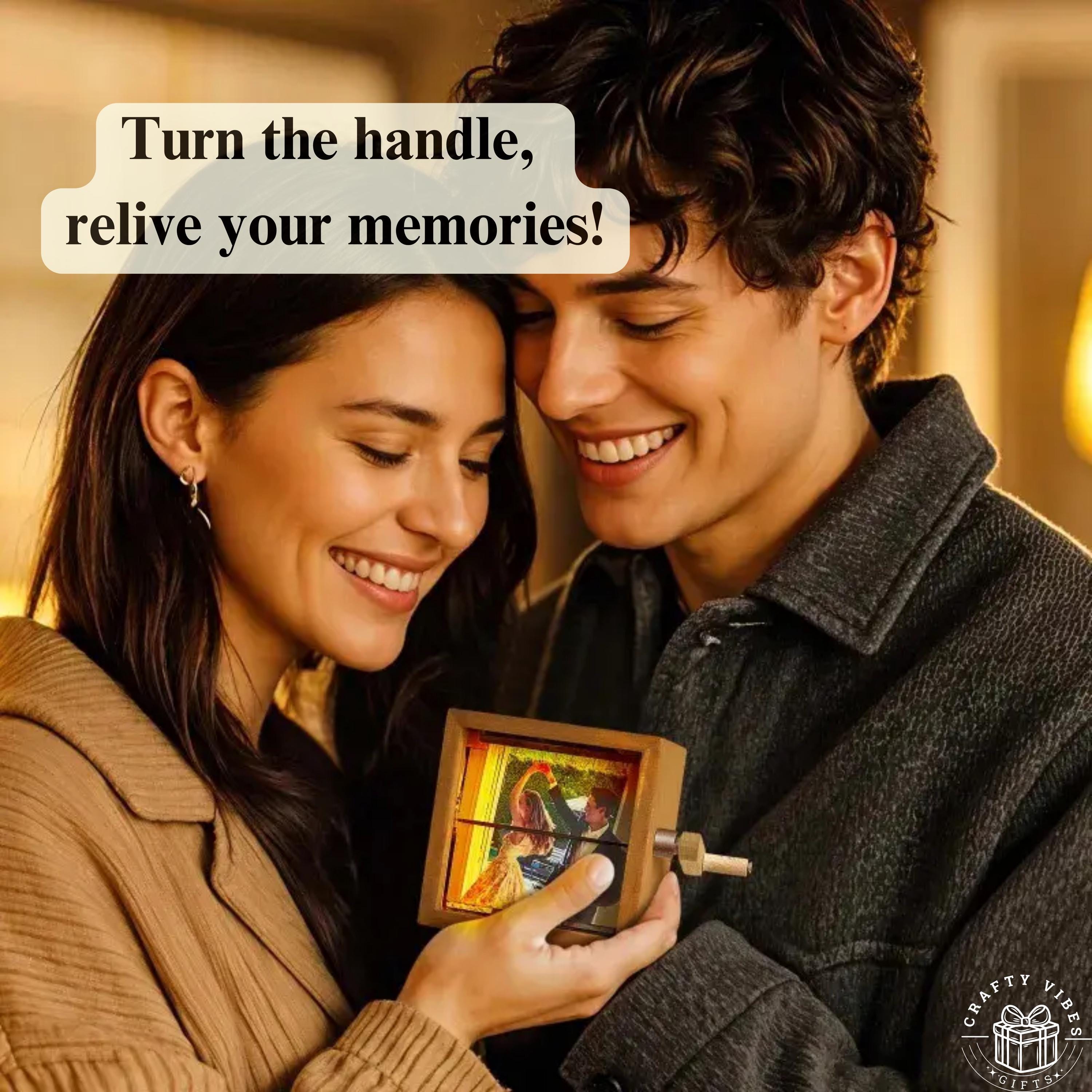 Custom Photo Flipbook Animation Box Wooden Photo Book with Light Anniversary Birthday Wedding Gift for Mom Unique Gift for Couple Home Decor