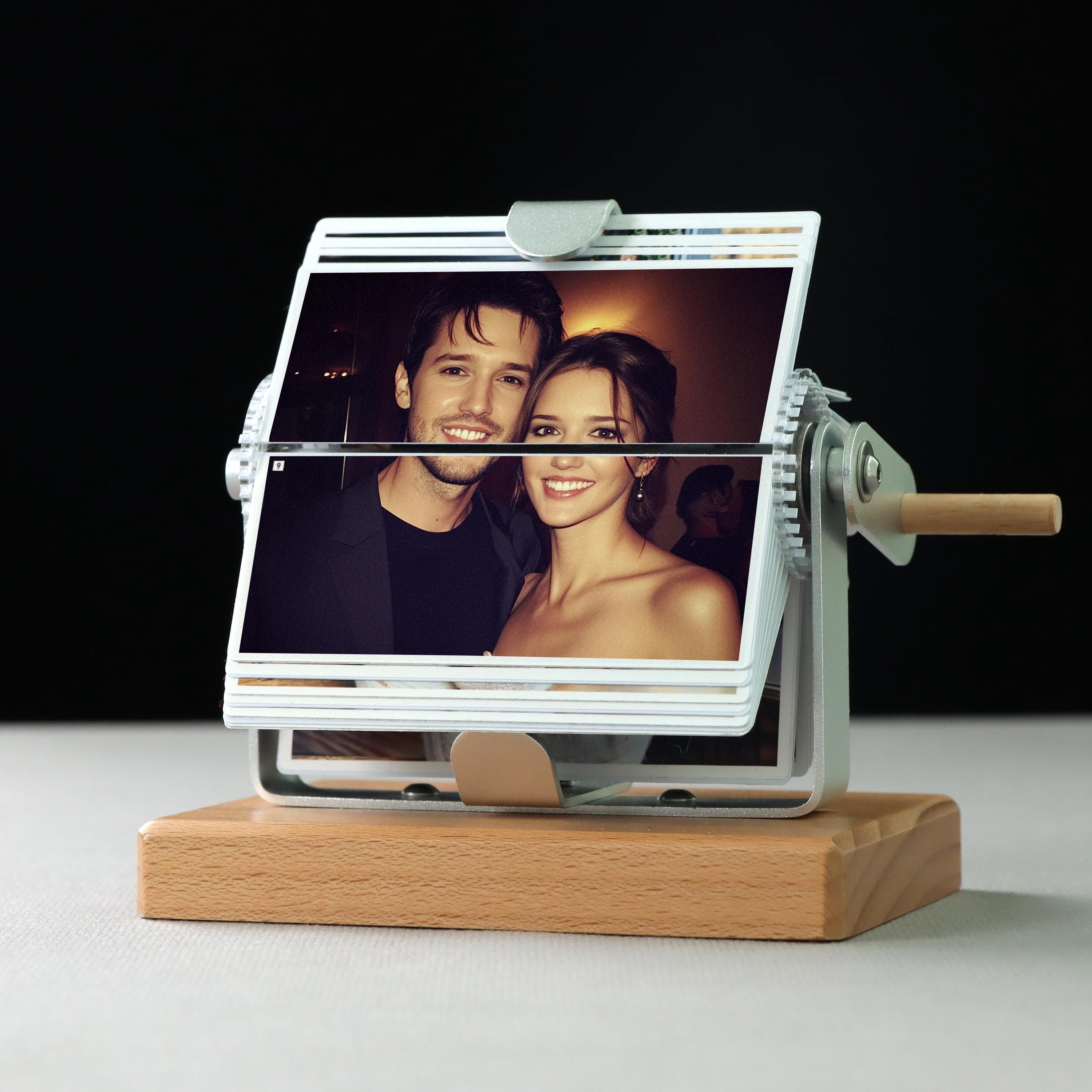 Custom Flip Book Frame Animation Machine - Photo/Video Rotating Albums, Mechanical Photo Album, Wooden Photo Frame, Valentine's Day Gifts