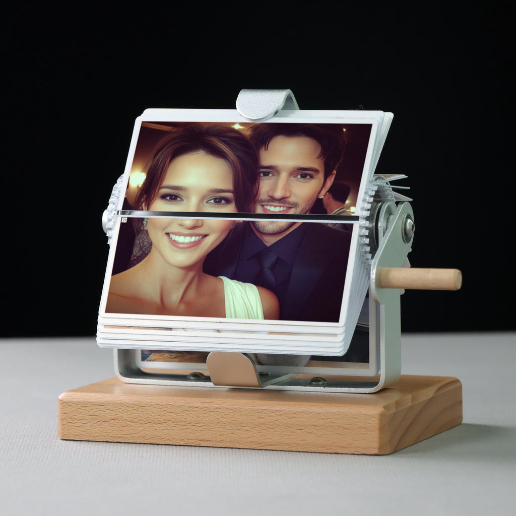 Custom Flip Book Frame Animation Machine - Photo/Video Rotating Albums, Mechanical Photo Album, Wooden Photo Frame, Valentine's Day Gifts