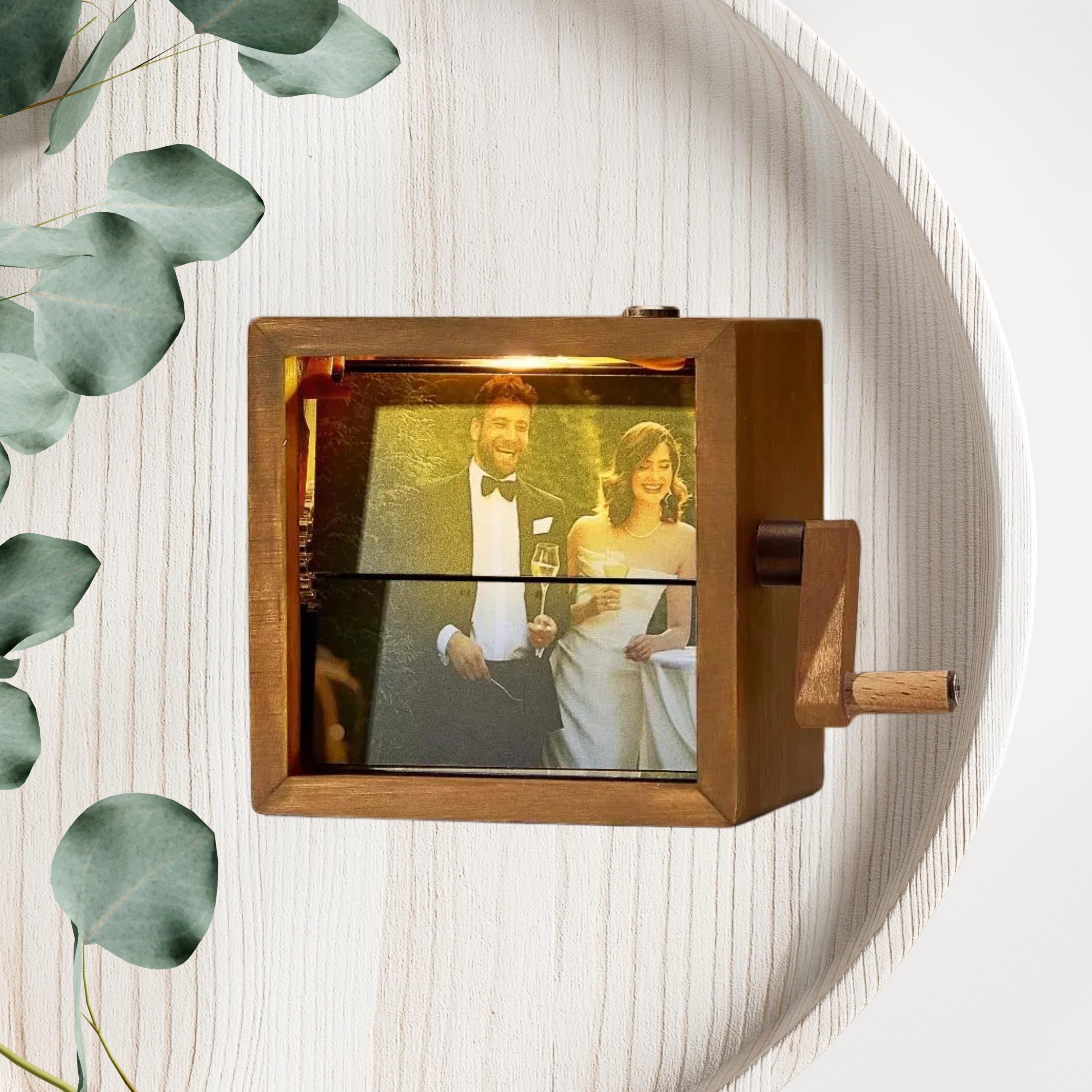 Custom Photo Memory Box Gift Hand-Cranked Animation Box with Light Personalized Flipbook Album Unique Anniversary Birthday Celebration Gift