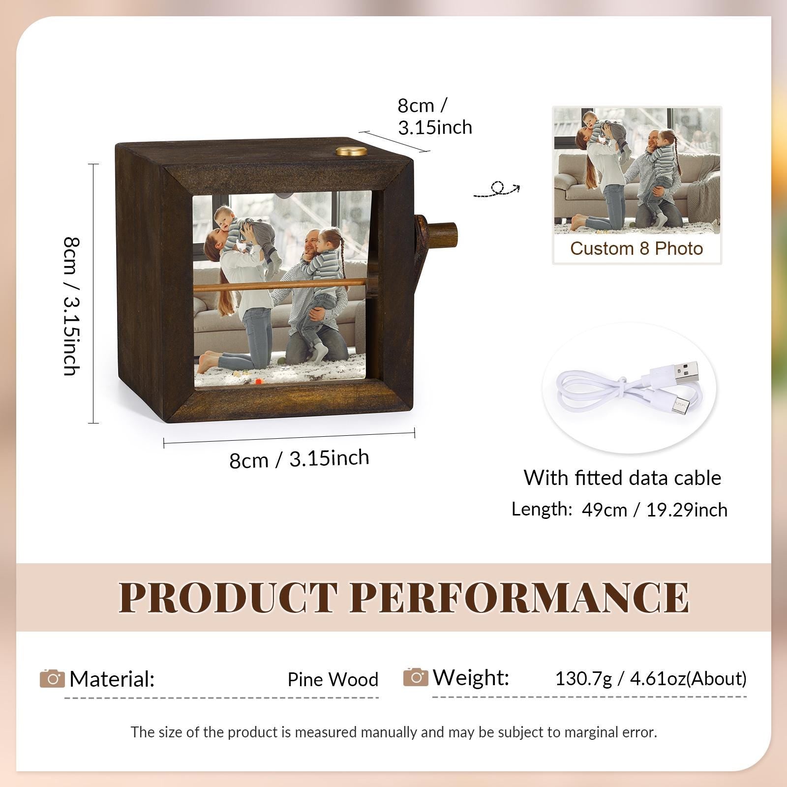 Custom Flip Book Frame,Animation Mechanical Hand Motion Photo Rotating Album,Anniversary Gift,Unique Gift for  Mom,Dad ,Mother's Day Gift