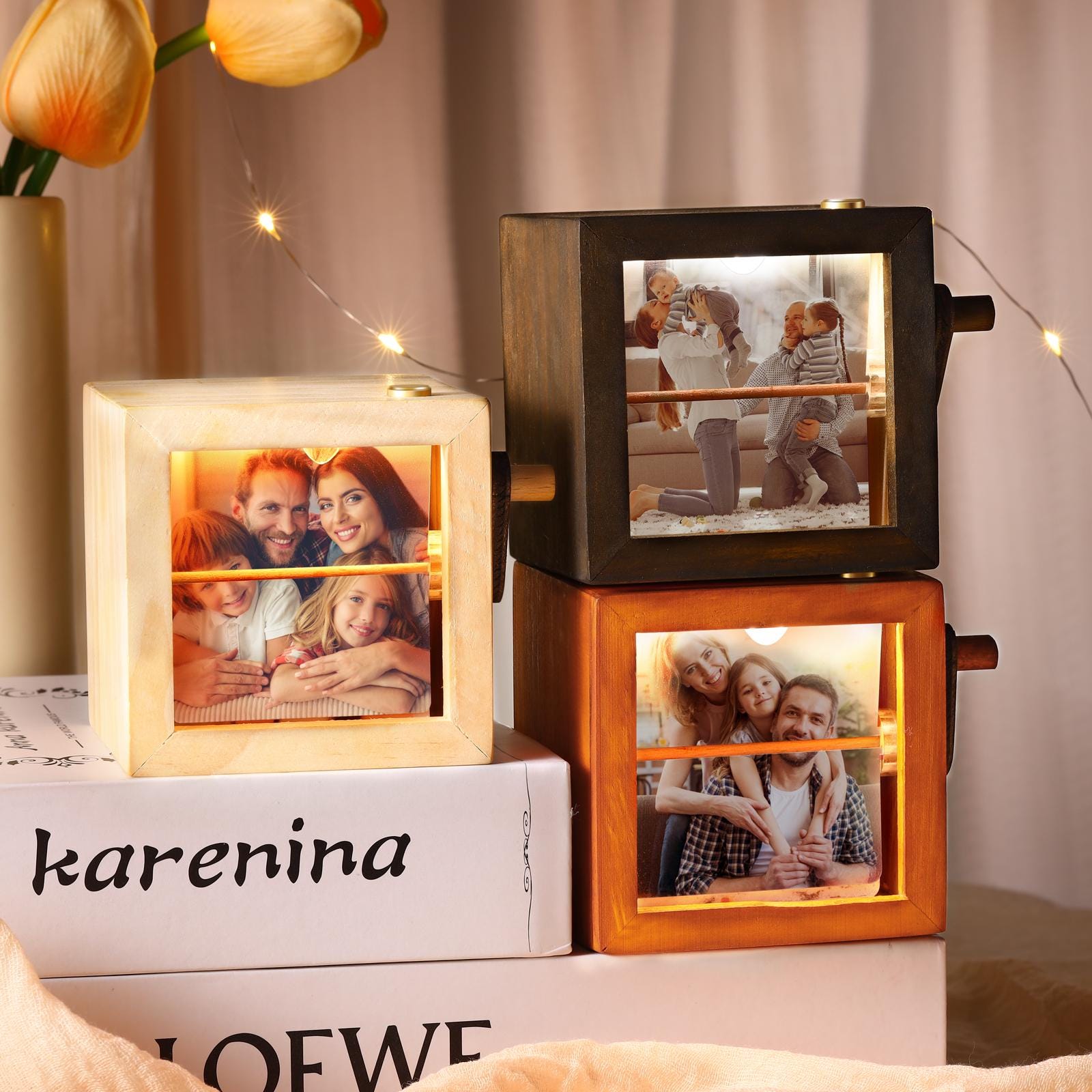 Custom Flip Book Frame,Animation Mechanical Hand Motion Photo Rotating Album,Anniversary Gift,Unique Gift for  Mom,Dad ,Mother's Day Gift