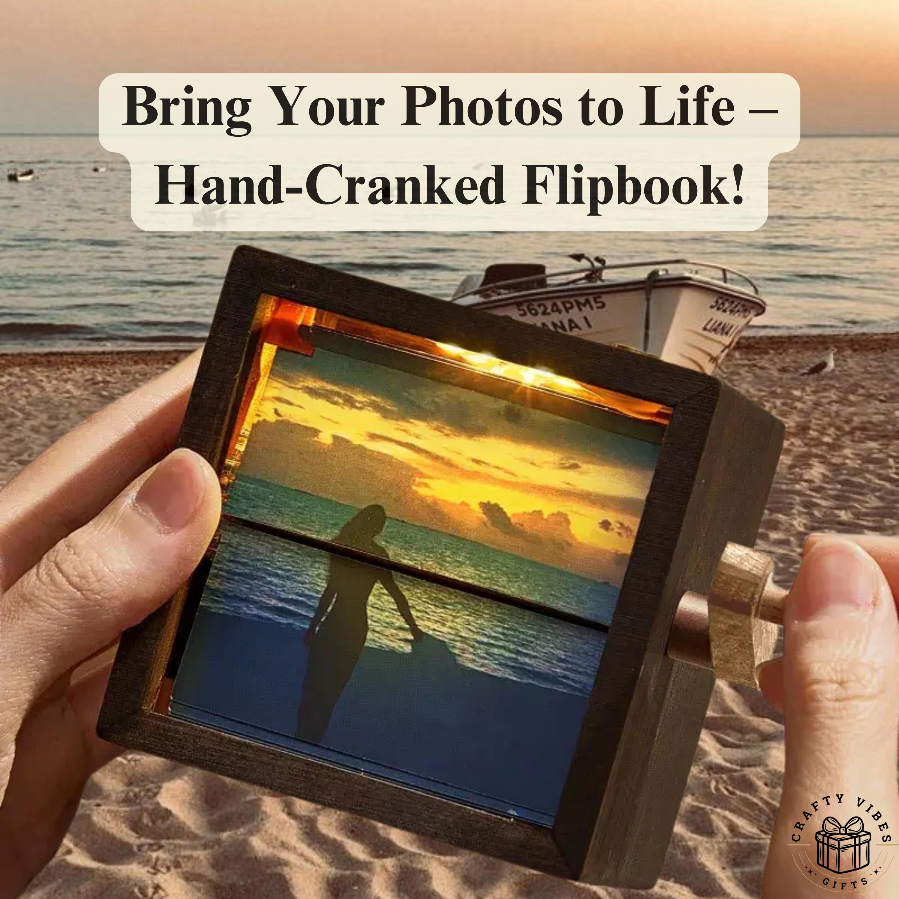Custom Photo Flipbook Animation Box Wooden Photo Book with Light Anniversary Birthday Wedding Gift for Mom Unique Gift for Couple Home Decor