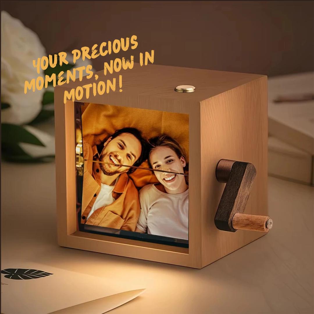 Custom Flip Book Frame – Mechanical Hand Motion Photo Album, Black Walnut Memory Box, Personalized Gift for Home Decor, Birthday, Valentine