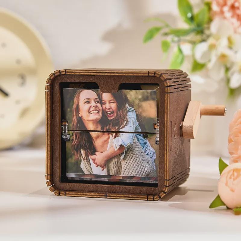Custom 16 Photos Music Flipbook Frame - Hand-Cranked Album with Light - Unique Gift